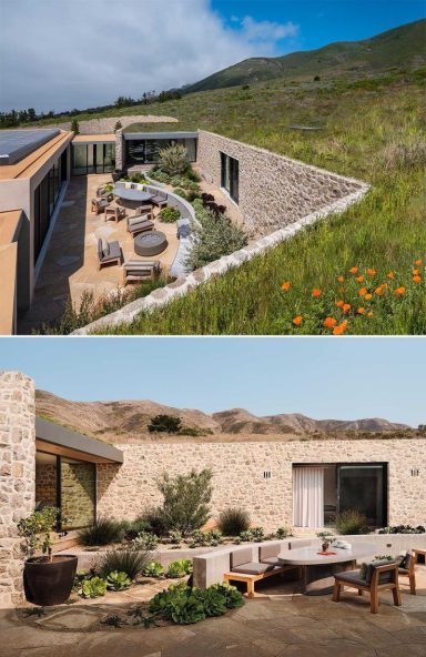 stone earth sheltered house underground house